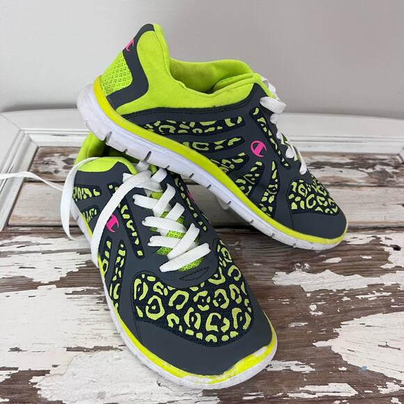 Champion Neon Yellow Leopard Print Running Training Shoe. Women's 5 1/2 S86B - Picture 3 of 8